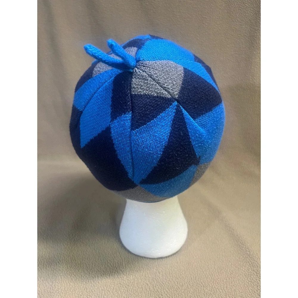 Patagonia‎ Kids Blue Geometric Knit Fleece Lined Earflap Beanie Hat